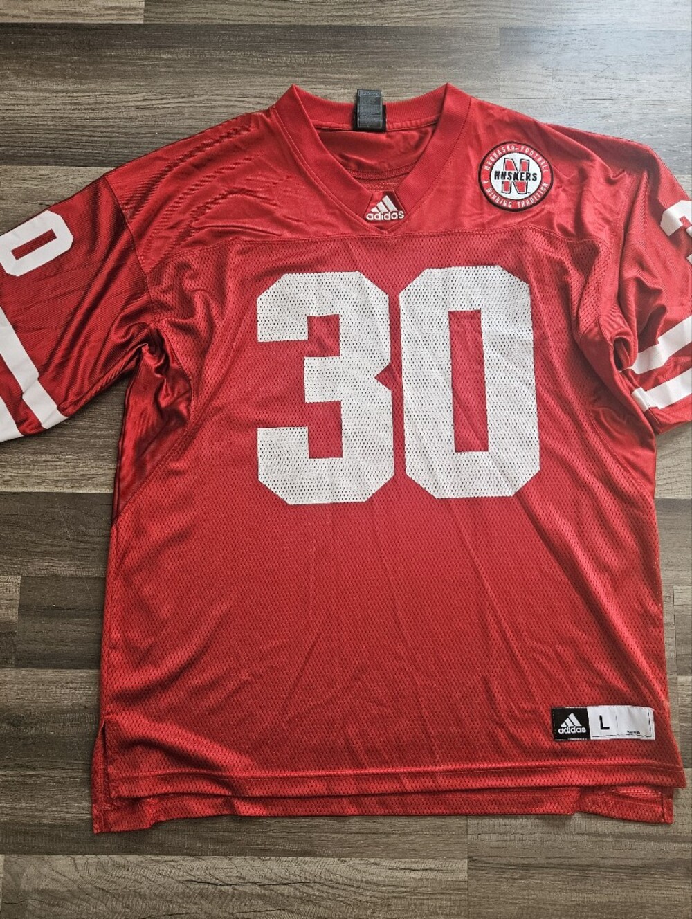 adidas Red Mesh Sports Jersey with White Logo Patch